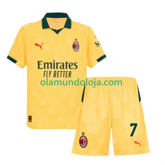Camisola AC Milan Santiago Gimenez 7 Criança Equipamento Terceiro 2025-2026 Manga Curta